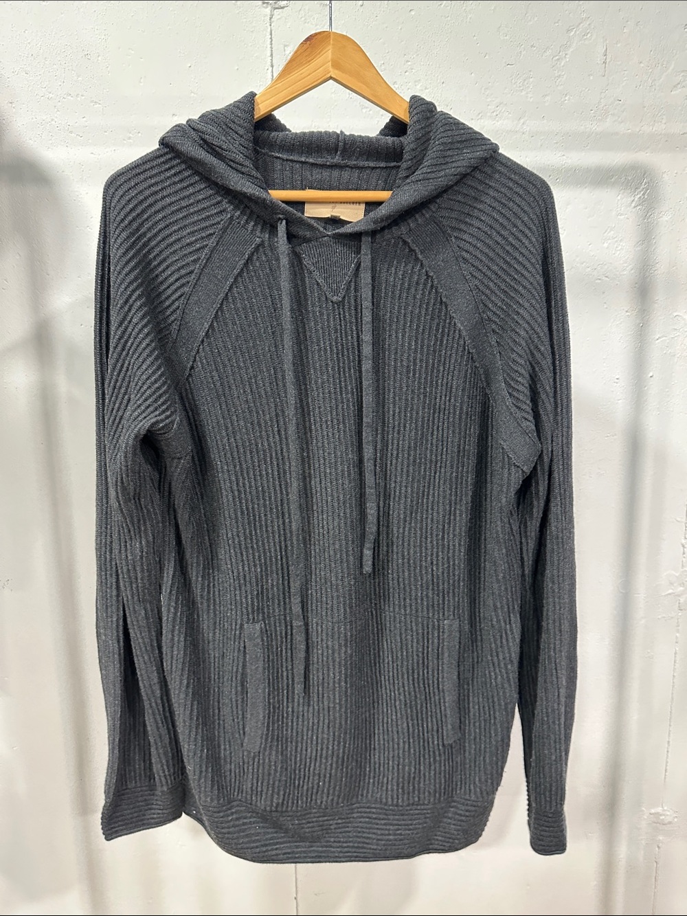 Weston Jon Boucher Men's Charcoal Gray Ribbed Hoodie Sweater